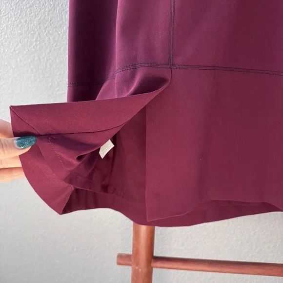 Boden Addie Dress In Merlot Tie Waist 3/4 Sleeve Burgundy Midi Size 8 8R - Picture 13 of 15